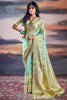 Bewitching Sea Green Digital Print Satin Traditional Saree With Blouse