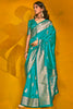 Lovely Blue Color Zari Weaving Silk Festival Wear Saree With Blouse