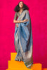 Shocking Blue Zari Weaving Pure Tissue Silk Event Wear Saree