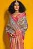 Astonishing Sky-Blue Zari Weaving Silk Banarasi Saree With Blouse