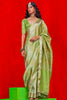 Alluring Green Zari Weaving Silk Mehendi Wear Saree With Blouse