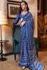 Fabulous Royal Blue Digital Print Satin Event Wear Saree With Blouse