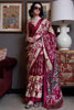 Striking Cream Digital Print Satin Festival Wear Saree With Blouse