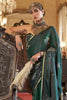 Alluring Dark Green Zari Weaving Satin Event Wear Saree With Blouse