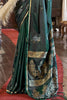 Alluring Dark Green Zari Weaving Satin Event Wear Saree With Blouse