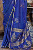 Alluring Blue Zari Weaving Satin Festival Wear Saree With Blouse