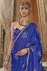 Alluring Blue Zari Weaving Satin Festival Wear Saree With Blouse