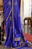 Pretty Royal Blue Zari Weaving Satin Event Wear Saree With Blouse