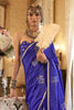 Pretty Royal Blue Zari Weaving Satin Event Wear Saree With Blouse