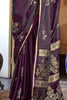 Tantalizing Wine Zari Weaving Satin Festival Wear Saree With Blouse