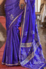 Attractive Purple Zari Weaving Satin Traditional Saree With Blouse