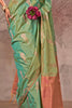 Stunning Teal Green Zari Weaving Silk Festival Wear Saree With Blouse