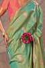 Stunning Teal Green Zari Weaving Silk Festival Wear Saree With Blouse