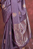 Enchanting Purple Zari Weaving Silk Event Wear Saree With Blouse