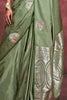 Interesting Olive Green Zari Weaving Silk Banarasi Saree With Blouse