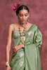 Interesting Olive Green Zari Weaving Silk Banarasi Saree With Blouse