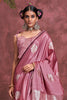 Beautiful Pink Zari Weaving Silk Traditional Saree With Blouse