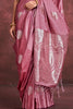 Beautiful Pink Zari Weaving Silk Traditional Saree With Blouse