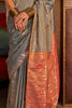 Gorgeous Grey Weaving Tussar Silk Festival Wear Saree With Blouse