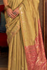 Stunning Mustard Yellow Weaving Silk Event Wear Saree With Blouse