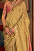 Stunning Mustard Yellow Weaving Silk Event Wear Saree With Blouse