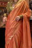 Captivating Orange Zari Weaving Silk Festival Wear Saree With Blouse