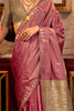 Fascinating Pink Zari Weaving Silk Traditional Saree With Blouse