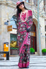 Beautiful Pink Printed Satin Festival Wear Saree With Blouse