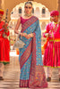 Captivating Blue Patola Printed Silk Traditional Saree With Blouse