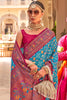 Captivating Blue Patola Printed Silk Traditional Saree With Blouse