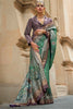 Awesome Teal Green Digital Print Silk Festival Wear Saree With Blouse