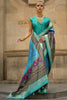 Ravishing Sky-Blue Digital Print Silk Function Wear Saree With Blouse