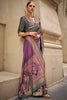 Alluring Purple Digital Print Silk Wedding Wear Saree With Blouse