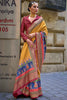 Awesome Mustard Digital Print Silk Haldi Wear Saree With Blouse