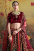 Pretty Red Jarkan Work Velvet Bridal Lehenga Choli With Double Dupatta