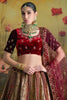 Lovely Maroon Sequins Velvet Bridal Lehenga Choli With Double Dupatta