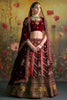 Attractive Maroon Velvet Bridal Wear Lehenga Choli With Double Dupatta