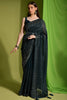 Awesome Teal Blue Sequins Georgette Party Wear Saree With Blouse
