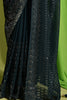 Awesome Teal Blue Sequins Georgette Party Wear Saree With Blouse