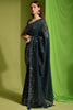Awesome Teal Blue Sequins Georgette Party Wear Saree With Blouse