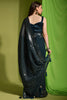 Awesome Teal Blue Sequins Georgette Party Wear Saree With Blouse