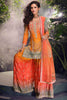 Beautiful Orange Embroidered Chinon Silk Wedding Wear Palazzo Suit