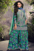 Ravishing Blue Embroidered Chinon Silk Ceremony Wear Palazzo Suit