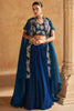 Marvelous Blue Hand Work Chinon Party Wear Lehenga Choli With Jacket