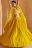 Beautiful Yellow Hand Work Chinon Haldi Wear Lehenga Choli With Jacket