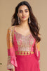 Marvelous Pink Georgette Designer Crop Top Palazzo With Jacket