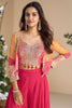 Marvelous Pink Georgette Designer Crop Top Palazzo With Jacket