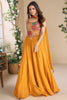 Fantastic Mustard Yellow Georgette Haldi Wear Crop Top Palazzo