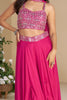 Incredible Rani Pink Georgette Party Wear Crop Top Palazzo With Dupatta