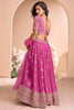 Attractive Pink Zari Weaving Jacquard Wedding Lehenga Choli